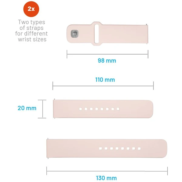 FIXED set silikonových řemínků s Quick Release 20mm pro smartwatch růžový - Řemínky - Obrázek VRM2000O01
