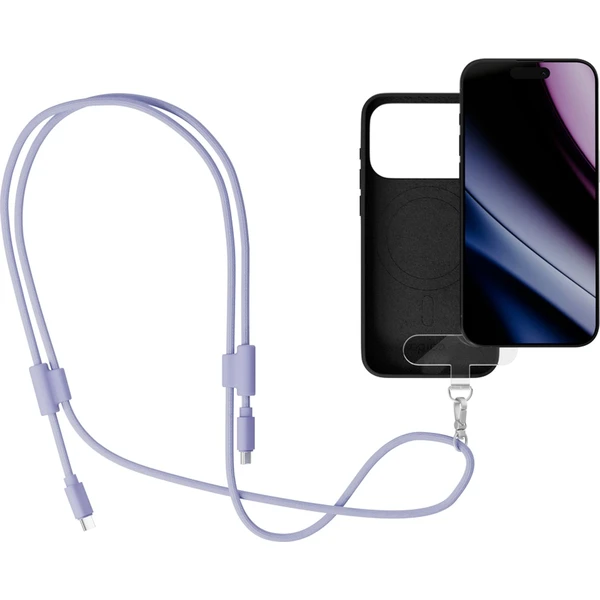 Epico šňůrka na telefon s USB-C na USB-C kabelem fialová - Kabely a redukce - Obrázek VUPL000K01