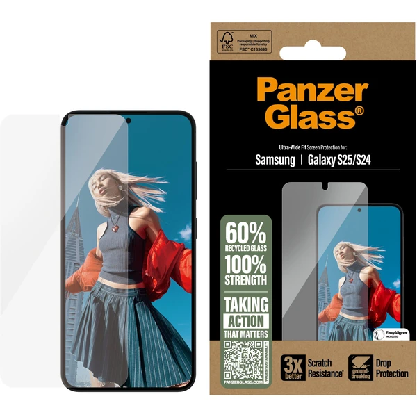 PanzerGlass® Ultra-Wide Fit sklo Samsung Galaxy S25/S24 s instalačním rámečkem - Ochranné folie a skla - Obrázek W0FC000J01