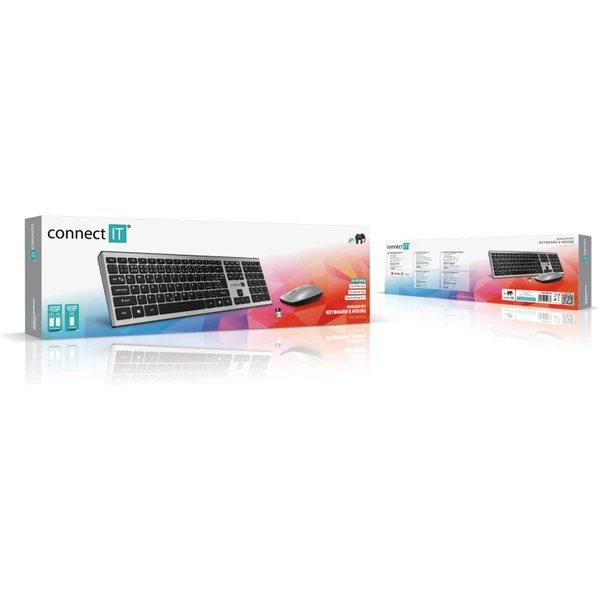CONNECT IT Combo bezdrátová stříbrná klávesnice + myš, (+2x A - Klávesnicové sety - Obrázek W0N0000P01