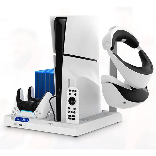 iPega P5S028 All-in-one nabíjecí stanice s chlazením pro PS5/PS5 Slim/PS5 Pro bílá - Nabíječky - Obrázek W142000N01