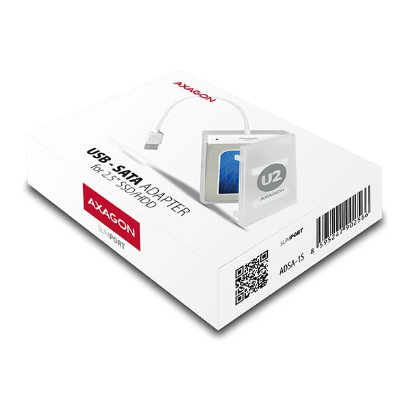 AXAGON ADSA1S USB 2.0 SATA HDD/SSD adaptér vč. 2.5' pouzdra - Externí boxy - Obrázek W1GV000501