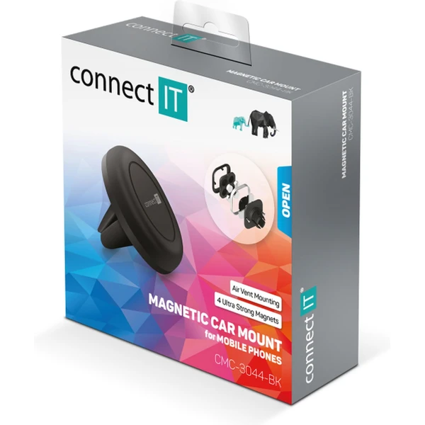 CONNECT IT InCarz 4StrongFix univerzální magnetický držák do auta, 4 magnety, černé - Vychytávky - Obrázek W1N0000P01
