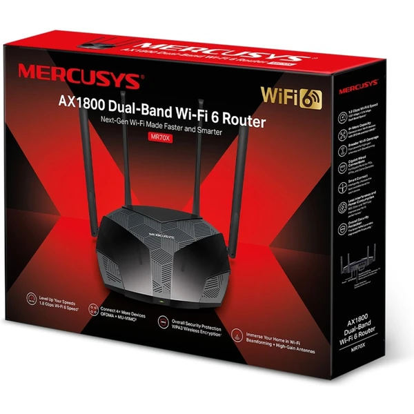 Mercusys MR70X Wi-Fi 6 router černý - Routery - Obrázek W1R7300401