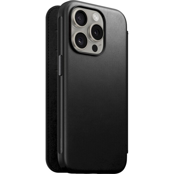 Nomad Modern Leather Folio, black - iPhone 15 Pro (NM01627685) Černá