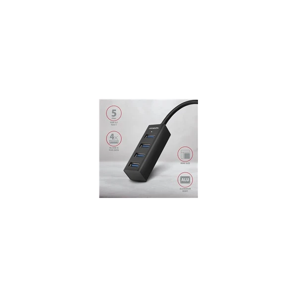 AXAGON USB MINI hub 4x USB 3.2 Gen 1 kovový USB-A 1.2m černý - USB huby - Obrázek W260700301