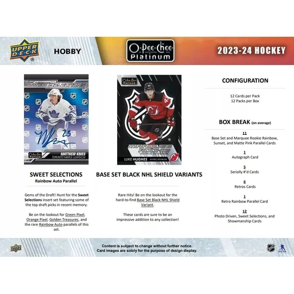 Hokejové karty 2023-24 Upper Deck O-Pee-Chee Platinum Hockey Hobby Box - Hokejové karty - Obrázek W2E8000K01