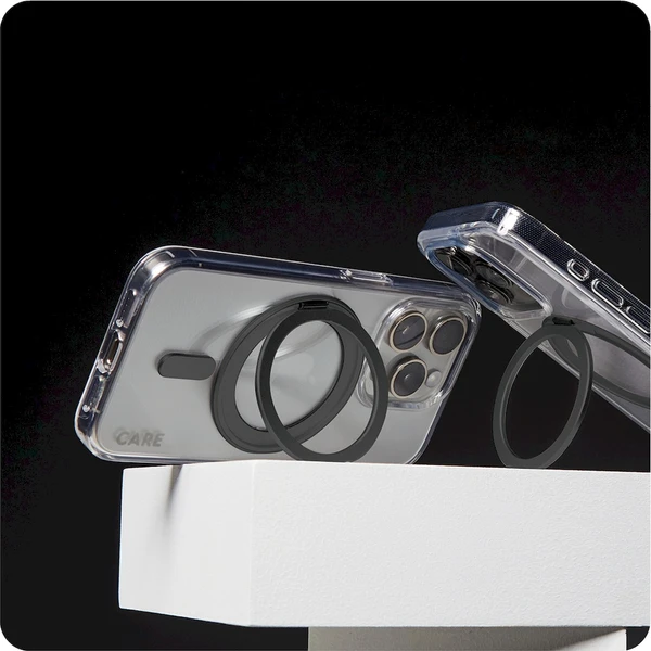 PanzerGlass® CARE kryt Apple iPhone 16 Pro MagSafe KickStand čirý/černý - Pouzdra - Obrázek W408000P01