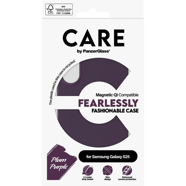 PanzerGlass® CARE kryt Samsung Galaxy S25 Fearlessly fialový (Plum Purple) QI - Pouzdra - Obrázek W4FC000J01