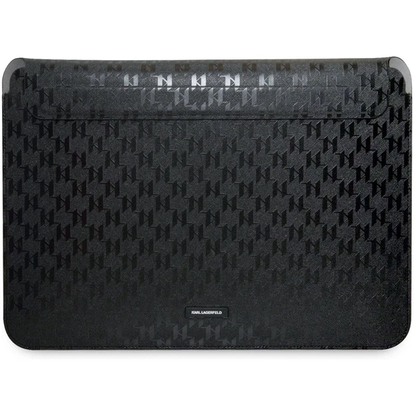 KARL LAGERFELD Custodia Per Laptop 14" Saffiano Monogramma Iconic: Cover Protettiva In Ecopelle Nera Con Logo, Chiusura Magnetica. Accessorio Elegante E Di Prestigio.