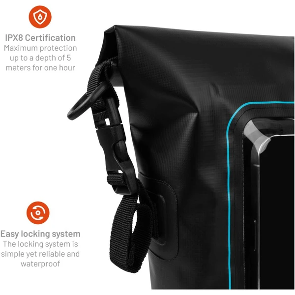 FIXED Float Bag 3L voděodolný vak s kapsou pro mobilní telefon černý - Pouzdra - Obrázek W555000N01