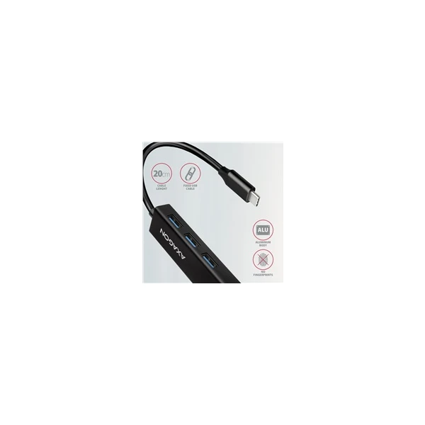 AXAGON USB a Ethernet HUB USB-C kovový - USB huby - Obrázek W660700301