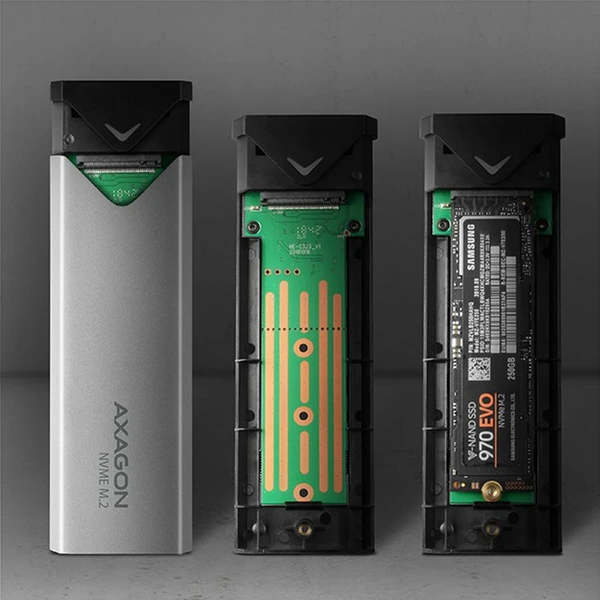 AXAGON EEM2UG2 USBC 3.2 Gen 2 M.2 NVMe SSD kovový box délka 42 až 80 mm - Externí boxy - Obrázek W77HF00101