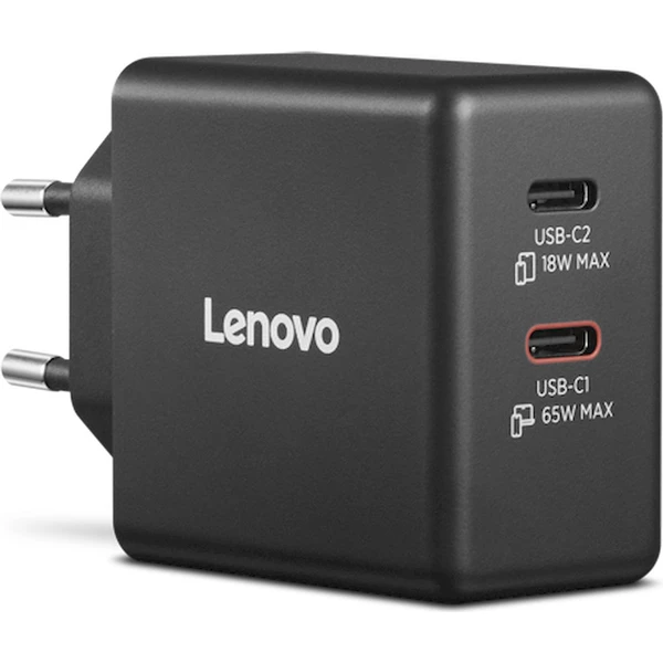 Lenovo Dual USB-C 65W GaN nabíjecí adaptér černý - Nabíječky - Obrázek W7BM000K01