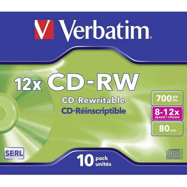 VERBATIM CD-RW(10 ks)Jewel/High Speed/8x-12x/DLP/700MB - Optické disky - Obrázek W7P2000P01