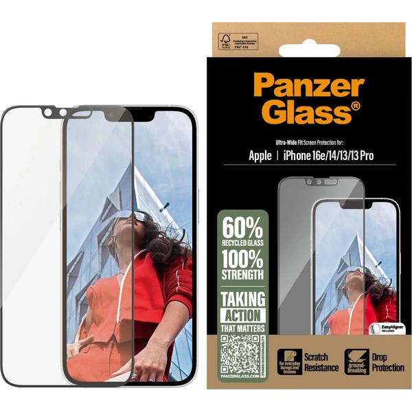 PanzerGlass® Ultra-Wide Fit sklo Apple iPhone 17e/16e/14/13/13 Pro s instalačním rámečkem - Ochranné folie a skla - Obrázek W8GD000J01