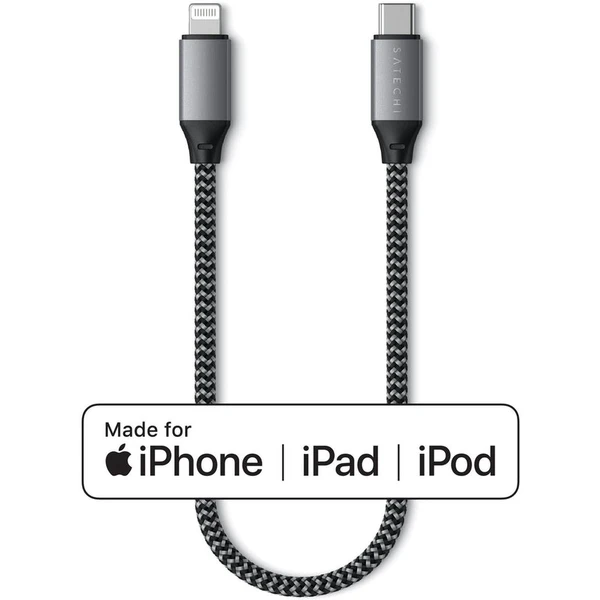 Satechi USB-C/Lightning napájecí kabel 0,25m vesmírně šedý - Kabely a redukce - Obrázek W8XXF00101