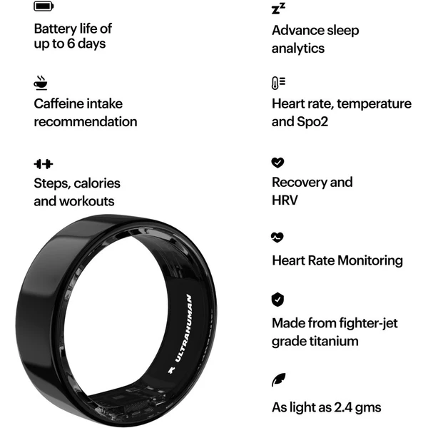 Ultrahuman Ring AIR chytrý prsten vel. 13 Aster Black - Chytré prsteny - Obrázek W9E6000P01