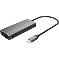 PremiumCord Adaptér USB 3.1 Type-C male na HDMI female + 3x USB 3.0 šedý - USB huby