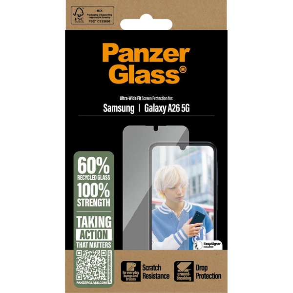 PanzerGlass® Ultra-Wide Fit sklo Samsung Galaxy A26 5G s instalačním rámečkem - Ochranné folie a skla - Obrázek WAUC000K01