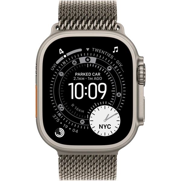Apple Watch Ultra 3 (2025) 49mm Přírodní titan s přírodně titanovým milánským tahem M - Chytré hodinky - Obrázek WBQH000K01
