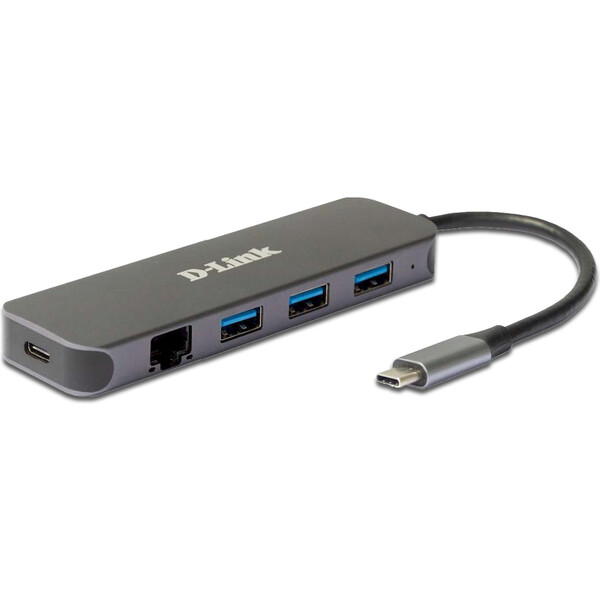 D-Link 5v1 USB-C Hub PD 60W antracitový Antracitová
