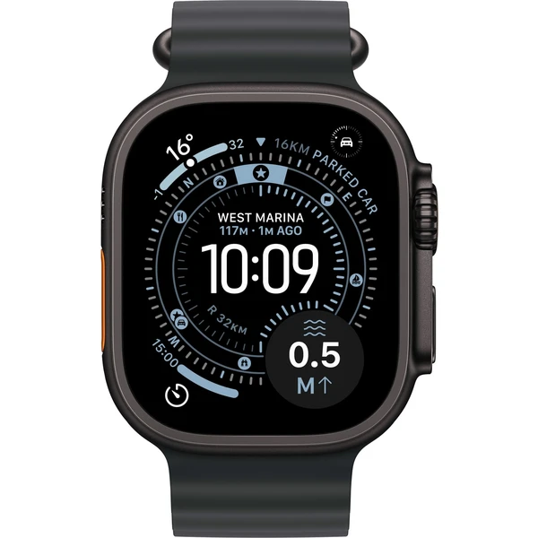 Apple Watch Ultra 3 (2025) 49mm Černý titan s černým oceánským řemínkem - Chytré hodinky - Obrázek WDQH000K01