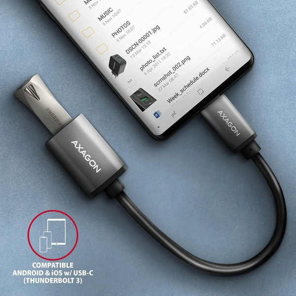 AXAGON USB-C/USB-A redukce 0,2m šedá - Kabely a redukce - Obrázek WEX3000L01