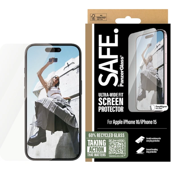 PanzerGlass® SAFE Ultra-Wide Fit sklo Apple iPhone 16/15 - Ochranné folie a skla - Obrázek WF08000P01