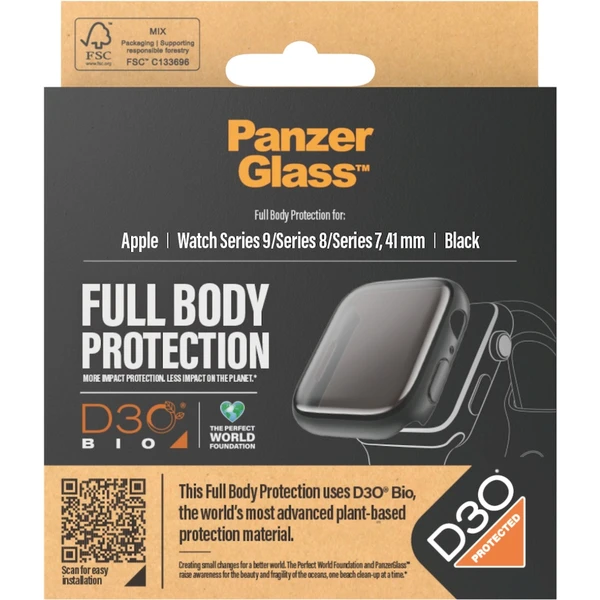 PanzerGlass Apple Watch 9/8/7 (41mm) ochranný kryt s D3O - černý rámeček - Pouzdra - Obrázek WFC1000O01