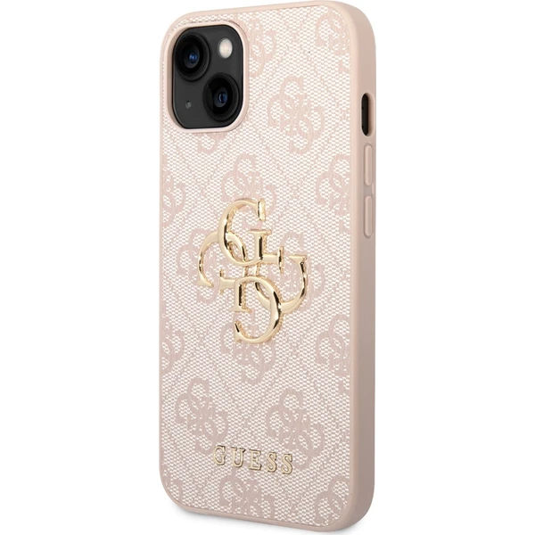 Guess PU 4G Metal Logo kryt iPhone 14 růžový - Pouzdra - Hlavní obrázek