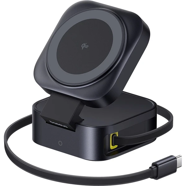 Baseus PicoGo Series magnetický bezdrátový nabíjecí stojánek 2v1 Qi2 67W černý - Nabíječky - Obrázek WGGE000L01
