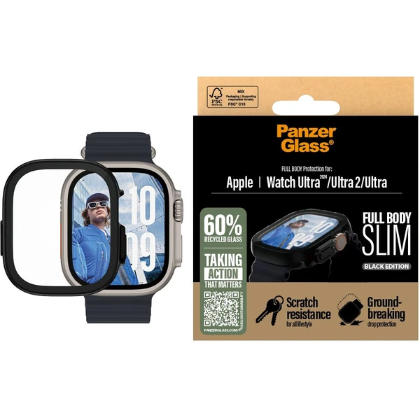 PanzerGlass® Apple Watch Ultra 3/2/1 tenký černý kryt s ochranným sklem - Pouzdra - Obrázek WGWA000L01