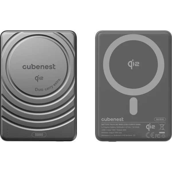 CubeNest SQ1B3D SlimDual Qi2/MagSafe powerbanka (5000 mAh) černá - Powerbanky - Obrázek WH9R000K01
