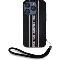 Karl Lagerfeld PU Saffiano Athleisure Stripe and Strap zadní kryt iPhone 15 Pro růžový - Pouzdra