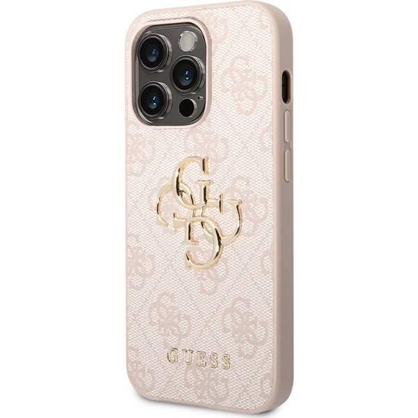 Guess PU 4G Metal Logo kryt iPhone 14 Pro Max růžový - Pouzdra - Hlavní obrázek