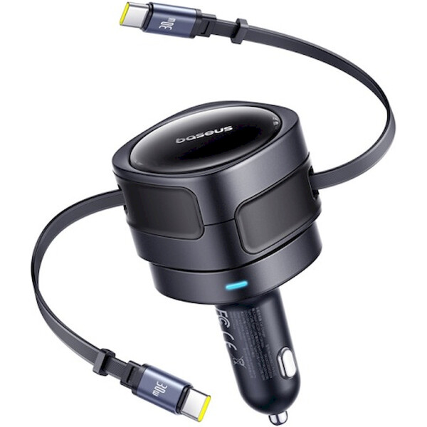 Baseus Enjoyment Max nabíječka do auta s kabely USB-C+USB-C 60W černá Černá