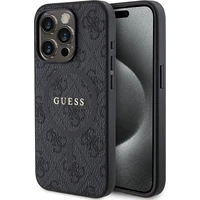 Guess PU Leather 4G Colored Ring MagSafe kryt iPhone 15 Pro černý - Pouzdra