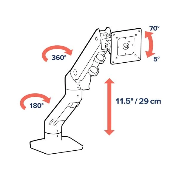 Ergotron HX Desk Stolní rameno pro 1 monitor 49" černé - Držáky pro obrazovky - Obrázek WLMB100501