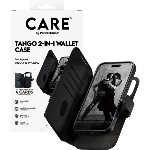 PanzerGlass® CARE Tango 2v1 Wallet pouzdro s MagSafe Apple iPhone 17 Pro Max černé - Pouzdra - Obrázek WOEH000K01
