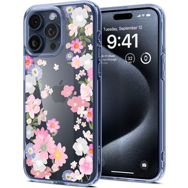 Spigen Ultra Hybrid kryt iPhone 15 Pro květinový