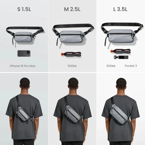 tomtoc Aviator T33 taška přes rameno L šedá - Popruhy a crossbody - Obrázek WRCG000K01