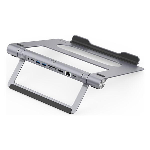 i-Tec Metal Cooling Pad for notebooks (up-to 15.6”) with USB-C Docking Station (Power Delivery 100 W Stříbrná
