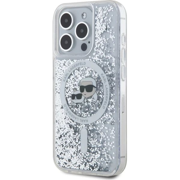 Karl Lagerfeld Liquid Glitter Karl and Choupette Heads MagSafe zadní kryt pro iPhone 15 Pro Max čirý - Pouzdra - Obrázek WUS6000L01