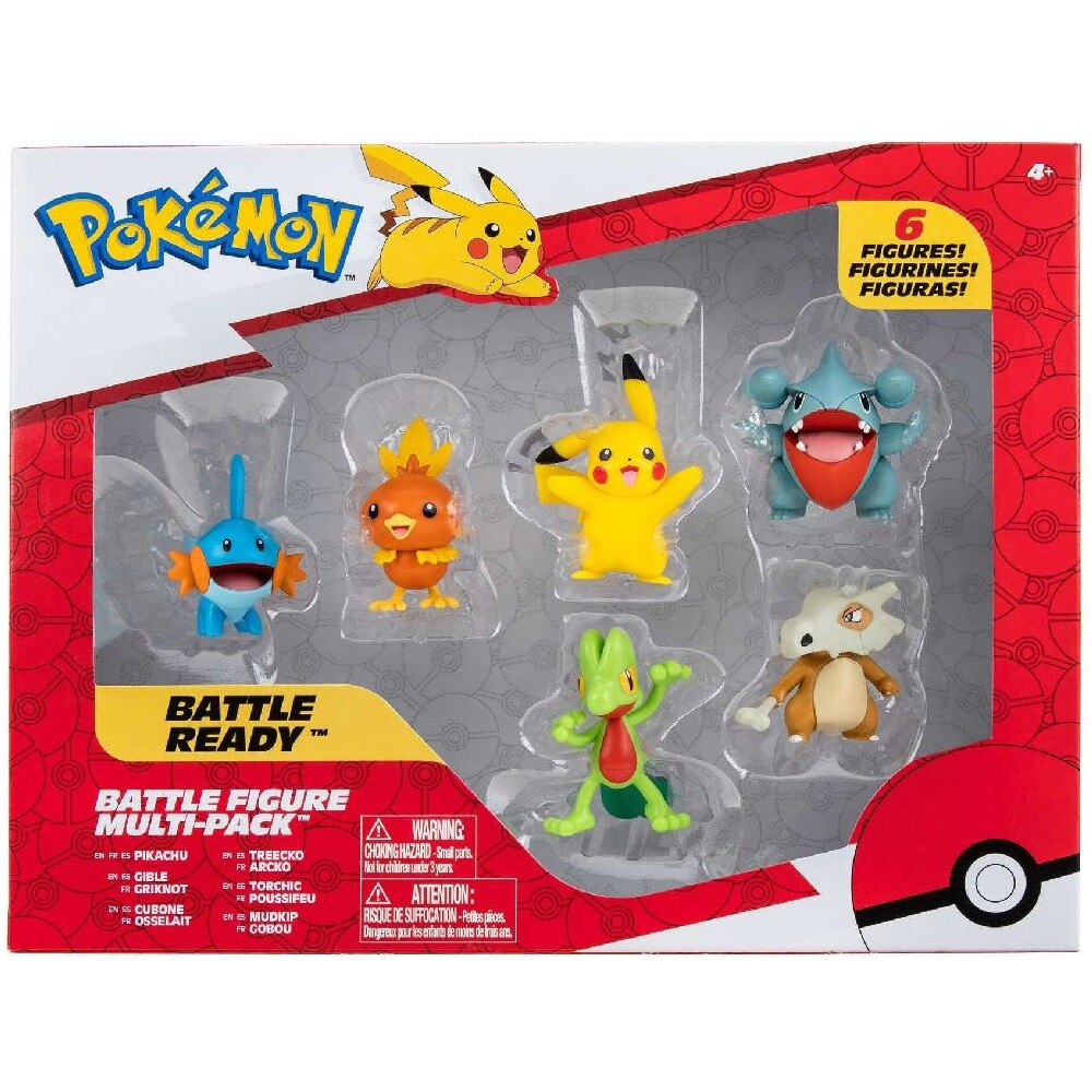 Figurky Pokémon Battle Set Figure 6-Pack Treecko, Torchic, Mudkip, Gible, Pikachu, Cubone