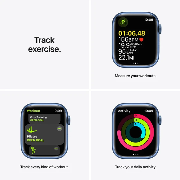 Apple Watch Series 7 Cellular 45mm modrý hliník s modrým sportovním řemínkem (Další) - Chytré hodinky - Obrázek WXZZ000501