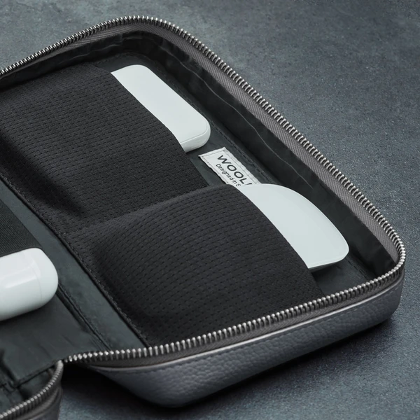 Woolnut kožený Tech Organizér šedý - Organizéry - Obrázek X0Q4000701