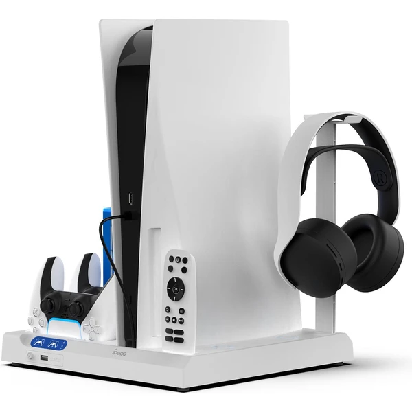 iPega P5S028 All-in-one nabíjecí stanice s chlazením pro PS5/PS5 Slim/PS5 Pro bílá - Nabíječky - Obrázek X142000N01