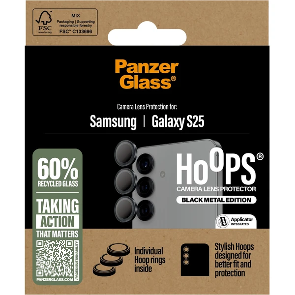 PanzerGlass® Hoops® Samsung Galaxy S25 černé ochranné kroužky pro čočky fotoaparátu - Ochranné folie a skla - Obrázek X1FC000J01