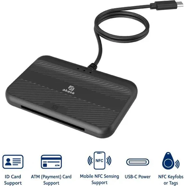 AKASA externí čtečka Smart karet s NFC - Čtečky čipových karet - Obrázek X1JO000K01